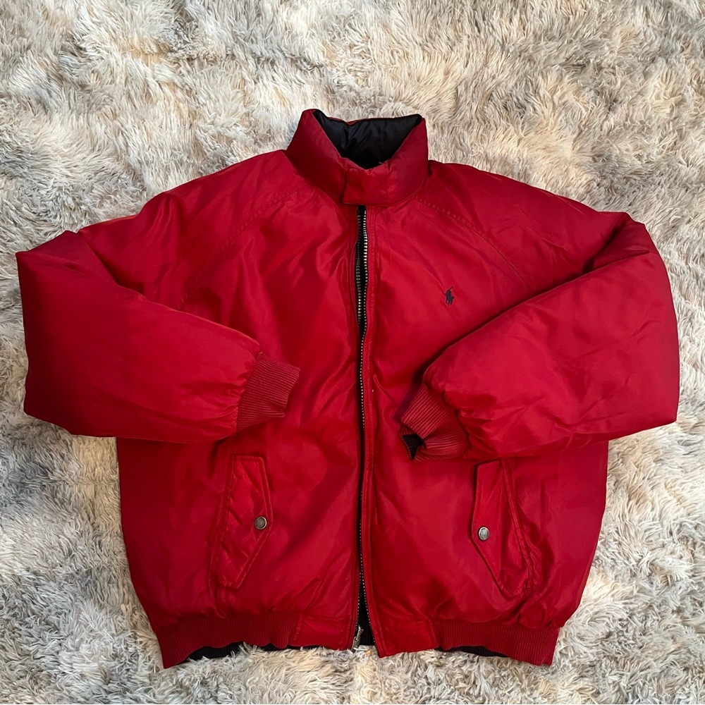Vintage Reversible Polo Ralph Lauren Navy/ Red Puffer Jacket - Picture 2 of 12